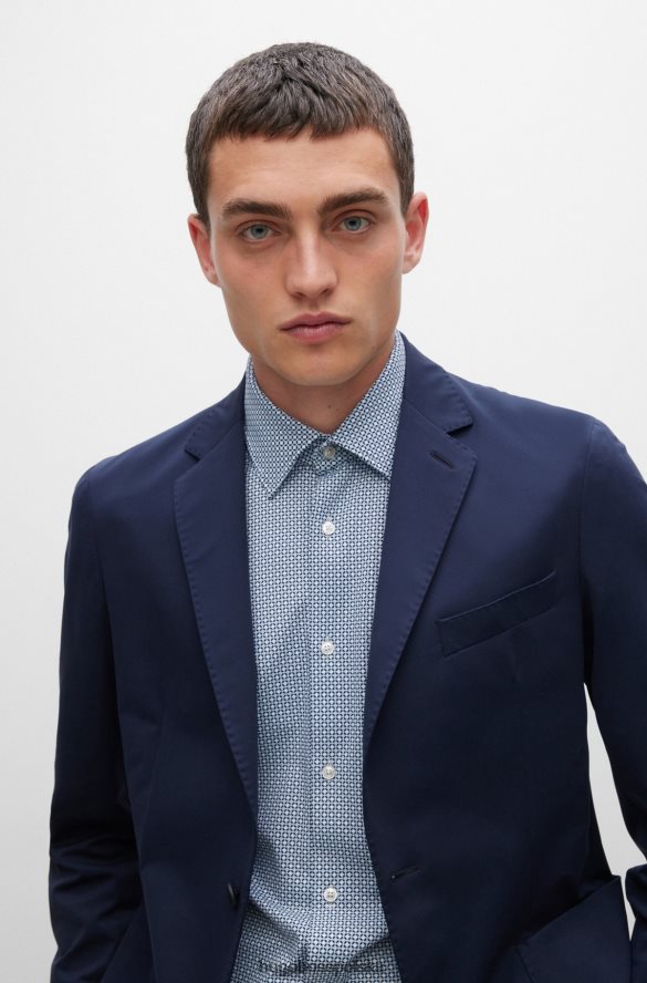 Hugo Boss Koszula hugo slim-fit z drukowanego włoskiego jerseyu ze stretchem w kolorze jasnoniebieskim jasny niebieski R0X0H63749