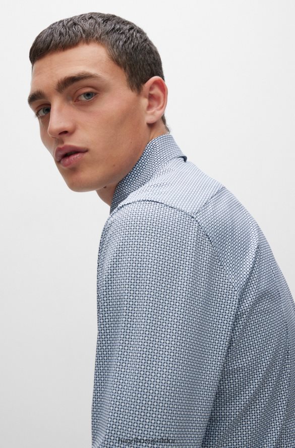 Hugo Boss Koszula hugo slim-fit z drukowanego włoskiego jerseyu ze stretchem w kolorze jasnoniebieskim jasny niebieski R0X0H63749