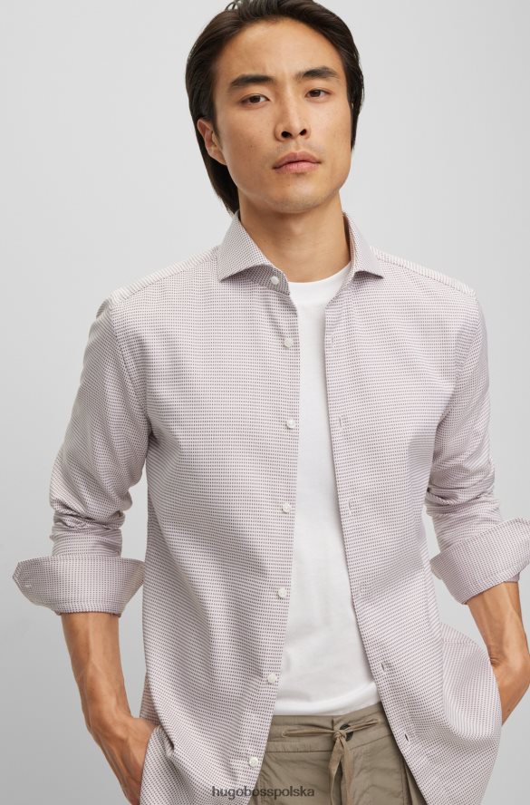 Hugo Boss Koszula hugo slim-fit z jasnoczerwonej bawełny o strukturalnej strukturze, która nie wymaga prasowania jasnoczerwony R0X0H62575