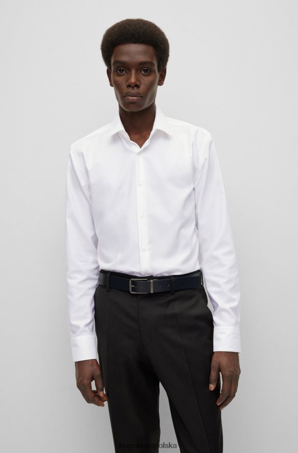 Hugo Boss Koszula hugo slim-fit z wysokowydajnej, strukturalnej bawełny w kolorze białym biały R0X0H64248