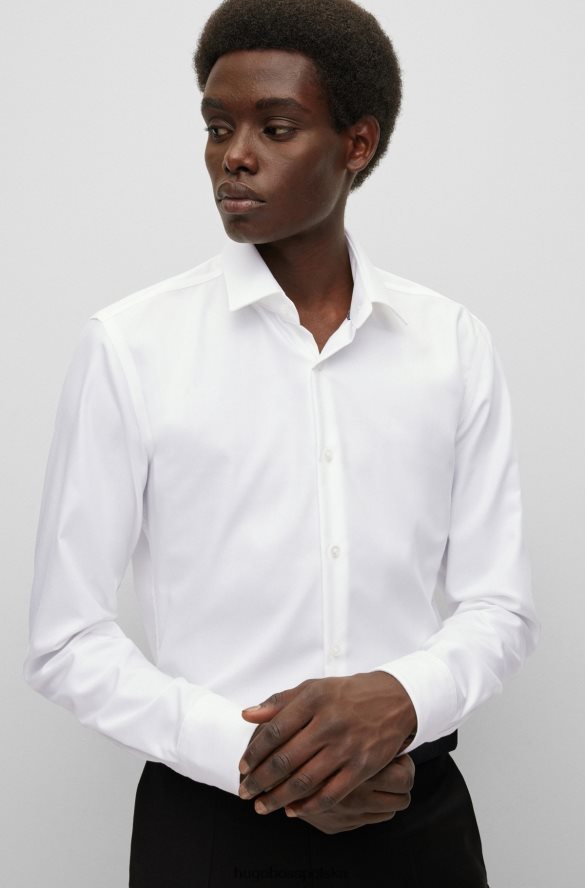 Hugo Boss Koszula hugo slim-fit z wysokowydajnej, strukturalnej bawełny w kolorze białym biały R0X0H64248