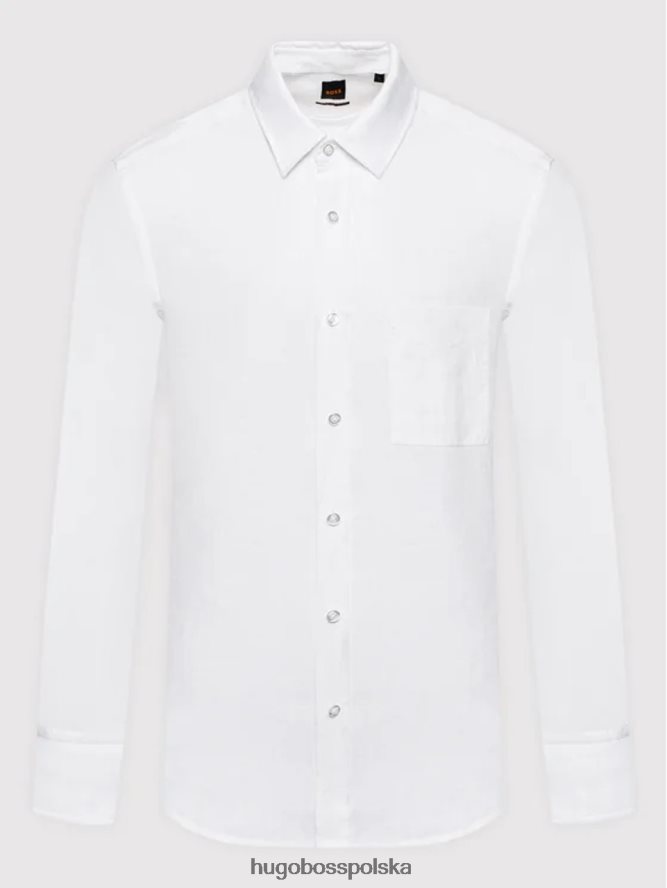 Hugo Boss Koszula lniana l/s relegant 50467317 biała biały/granatowy R0X0H690