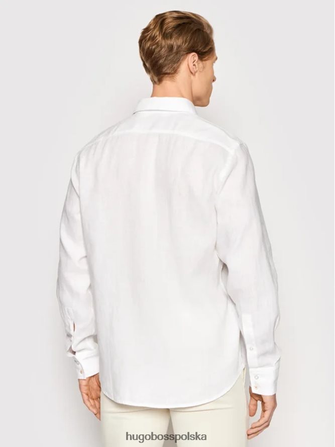 Hugo Boss Koszula lniana l/s relegant 50467317 biała biały/granatowy R0X0H690