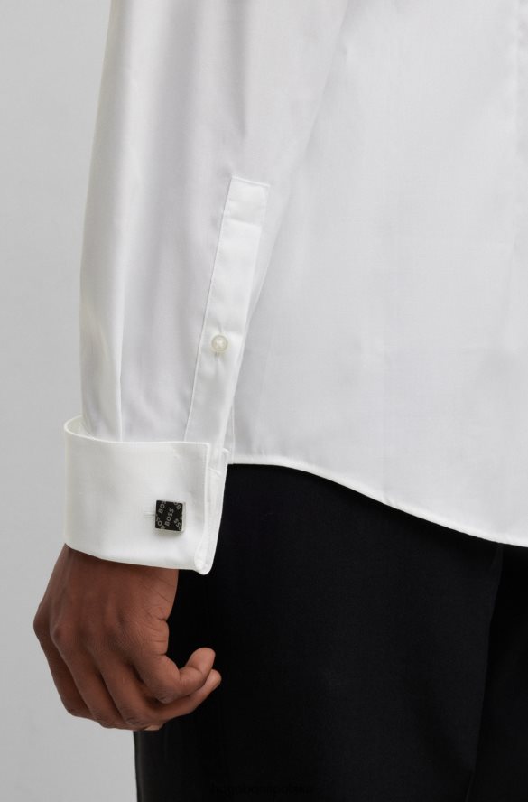 Hugo Boss Koszula o dopasowanym kroju z łatwej w prasowaniu białej popeliny bawełnianej typu hugo biały R0X0H63040