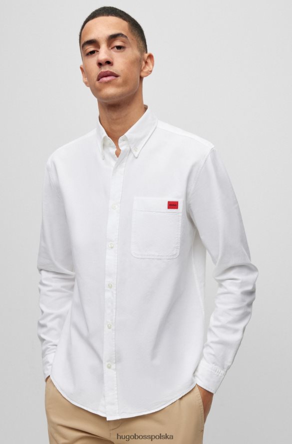Hugo Boss Koszula o dopasowanym kroju z bawełny oxford i tkaną metką z logo, biała hugo biały R0X0H62925