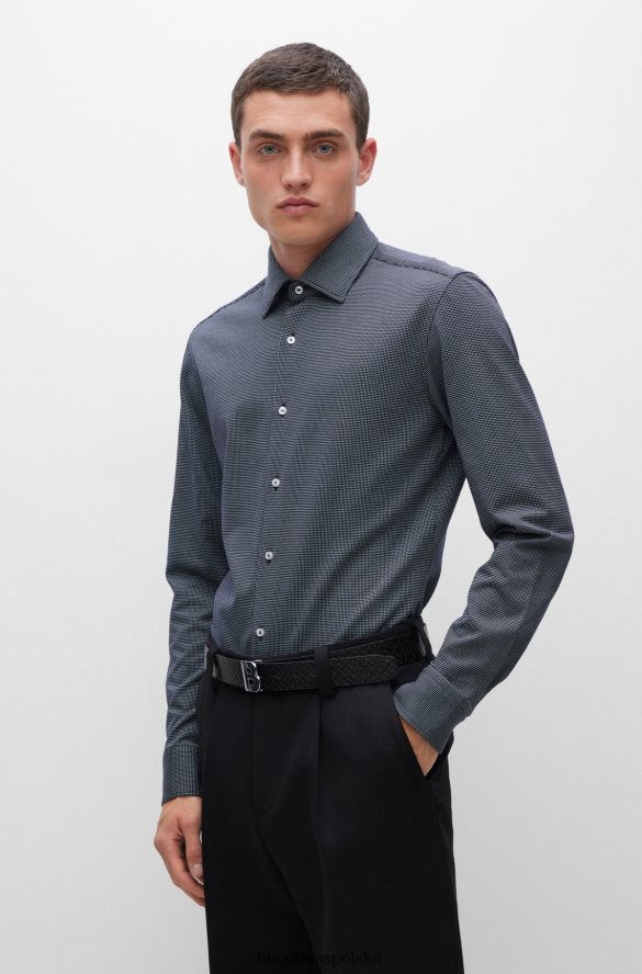 Hugo Boss Koszula o dopasowanym kroju z ciemnoniebieskiego dżerseju z mikrowzorami z mieszanki zawierającej bawełnę hugo ciemny niebieski R0X0H62625