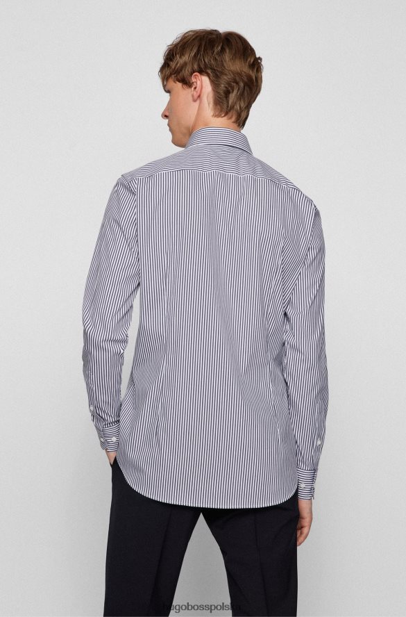 Hugo Boss Koszula o dopasowanym kroju z ciemnoniebieskiej satyny w paski z włoskiej mieszanki bawełny ciemny niebieski R0X0H64314