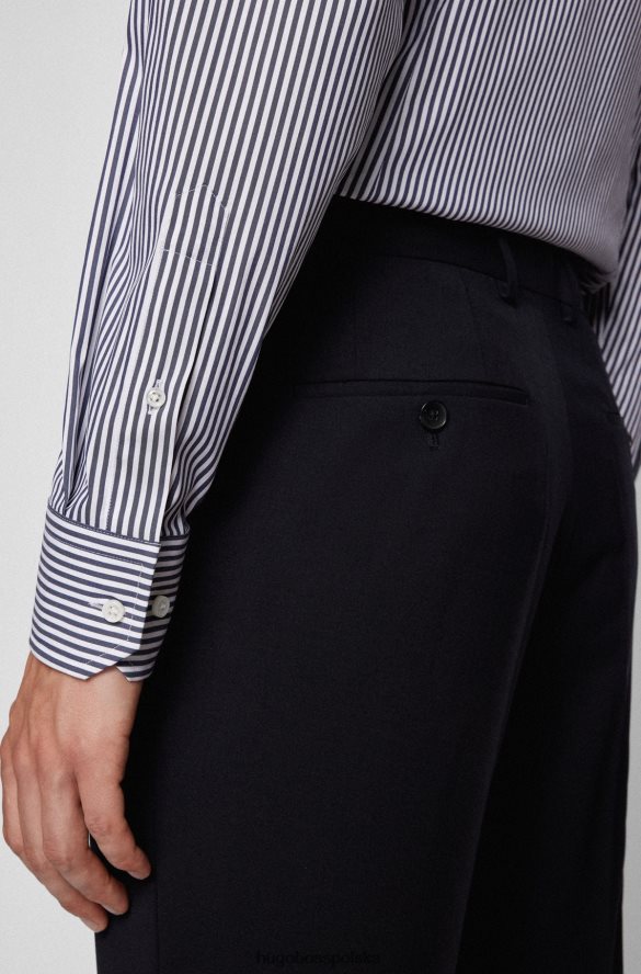 Hugo Boss Koszula o dopasowanym kroju z ciemnoniebieskiej satyny w paski z włoskiej mieszanki bawełny ciemny niebieski R0X0H64314
