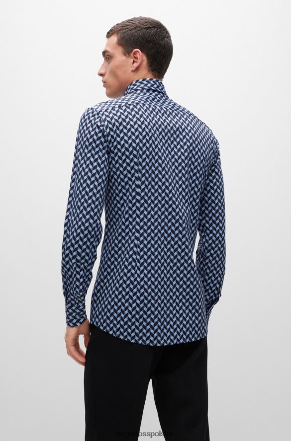 Hugo Boss Koszula o dopasowanym kroju z elastycznego dżerseju Hugo w kolorze jasnoniebieskim z geometrycznym nadrukiem jasny niebieski R0X0H62761