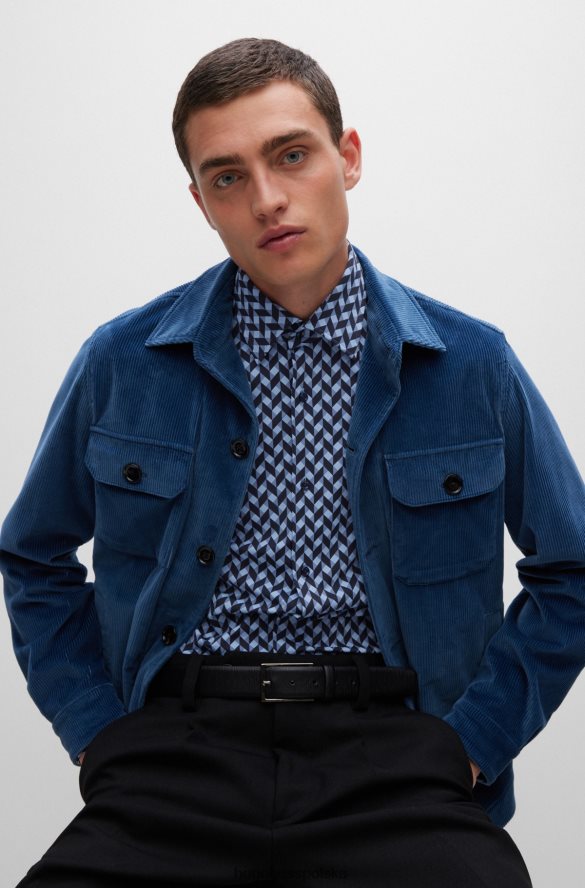 Hugo Boss Koszula o dopasowanym kroju z elastycznego dżerseju Hugo w kolorze jasnoniebieskim z geometrycznym nadrukiem jasny niebieski R0X0H62761