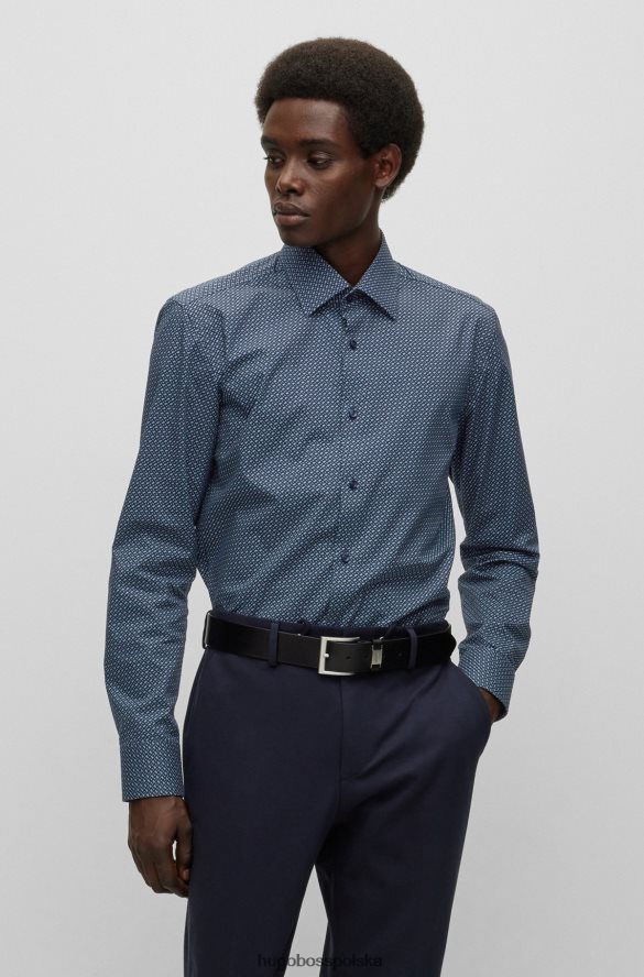 Hugo Boss Koszula o dopasowanym kroju z nadrukiem monogramów, wykonana z elastycznej bawełnianej popeliny w kolorze hugo blue niebieski R0X0H63585
