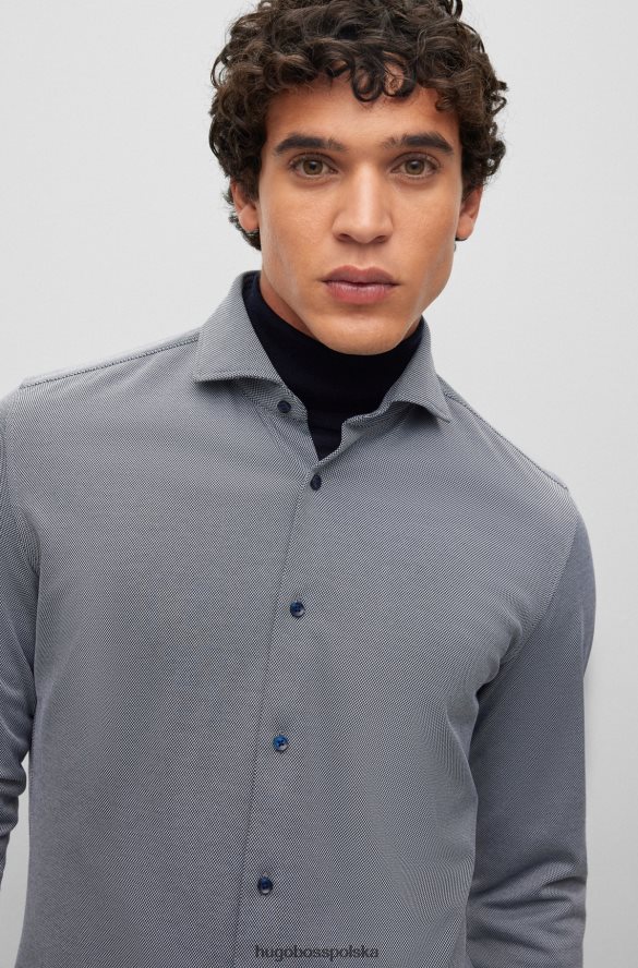 Hugo Boss Koszula o dopasowanym kroju ze strukturyzowanego, elastycznego dżerseju Hugo w kolorze szarym szary R0X0H63067