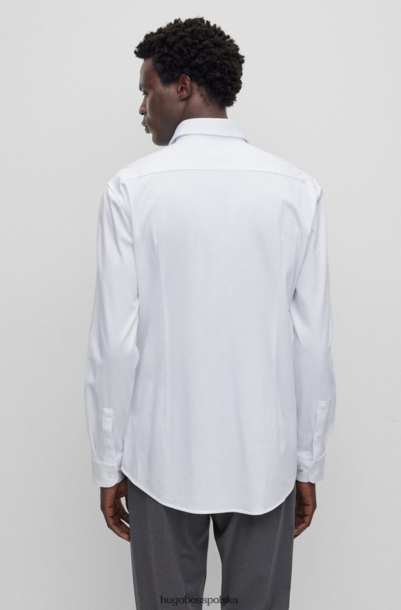 Hugo Boss Koszula o dopasowanym kroju ze strukturyzowanego, elastycznego dżerseju w kolorze białym hugo biały R0X0H63065