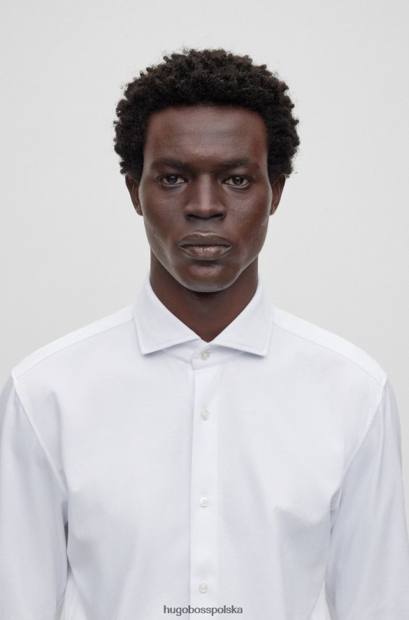 Hugo Boss Koszula o dopasowanym kroju ze strukturyzowanego, elastycznego dżerseju w kolorze białym hugo biały R0X0H63065
