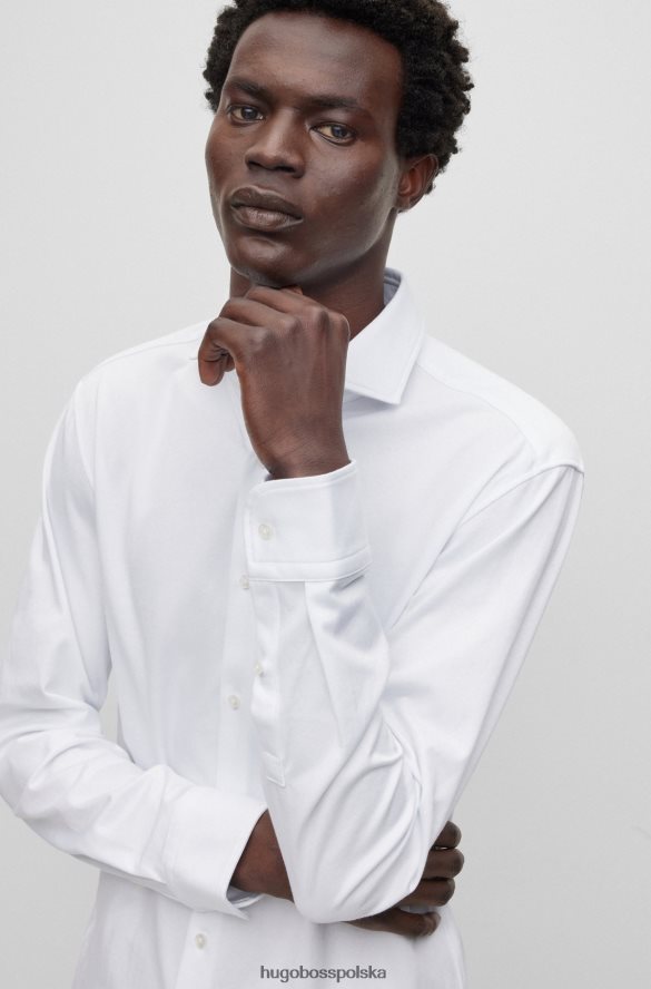 Hugo Boss Koszula o dopasowanym kroju ze strukturyzowanego, elastycznego dżerseju w kolorze białym hugo biały R0X0H63065