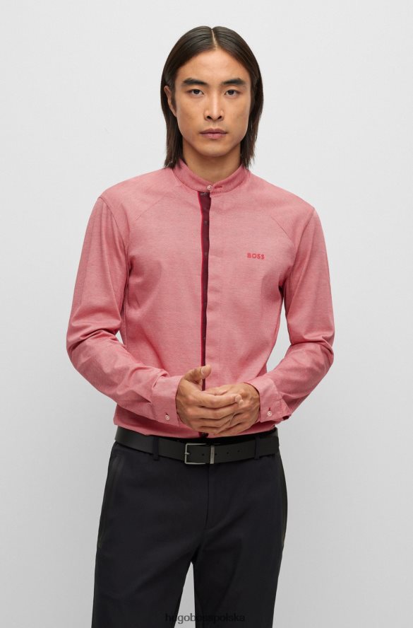 Hugo Boss Koszula o regularnym kroju bez kołnierzyka, z bawełnianej piki hugo w kolorze jasnoczerwonym jasnoczerwony R0X0H61916