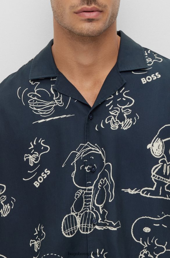 Hugo Boss Koszula o regularnym kroju x orzeszki ziemne z ekskluzywną grafiką z logo ciemny niebieski R0X0H61608