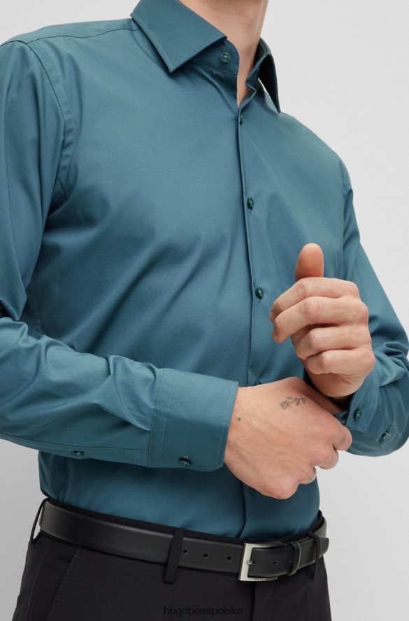 Hugo Boss Koszula o regularnym kroju z łatwej w prasowaniu bawełnianej popeliny hugo w kolorze turkusowym turkus R0X0H61602
