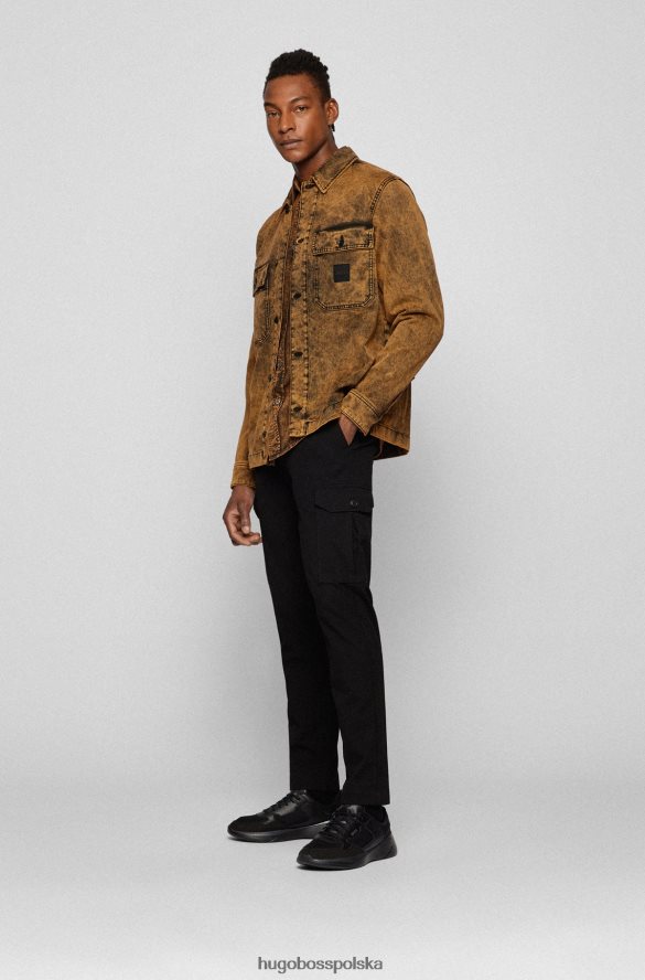 Hugo Boss Koszula o regularnym kroju z barwionego czystego dżinsu hugo w kolorze brązu brązowy R0X0H64076