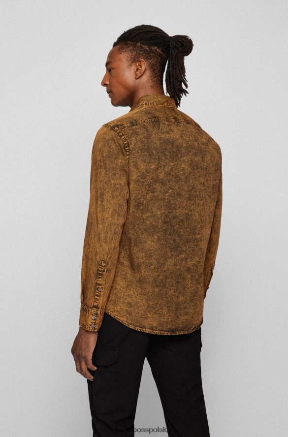 Hugo Boss Koszula o regularnym kroju z barwionego czystego dżinsu hugo w kolorze brązu brązowy R0X0H64076