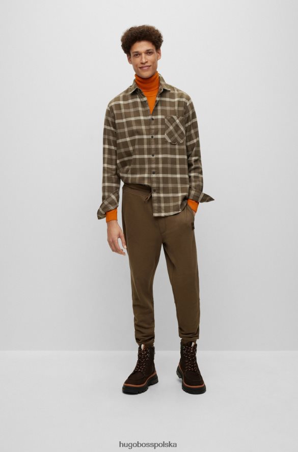 Hugo Boss Koszula o regularnym kroju z ciemnozielonej flaneli w kratkę z organicznej bawełny hugo ciemnozielony R0X0H61876