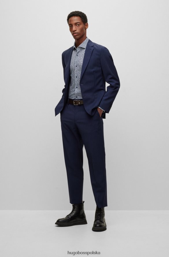 Hugo Boss Koszula o regularnym kroju z drukowanego bawełnianego dżerseju w kolorze ciemnoniebieskim hugo ciemny niebieski R0X0H64539