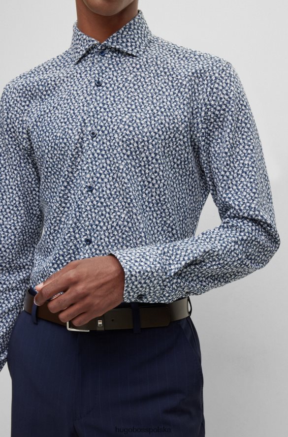 Hugo Boss Koszula o regularnym kroju z drukowanego bawełnianego dżerseju w kolorze ciemnoniebieskim hugo ciemny niebieski R0X0H64539