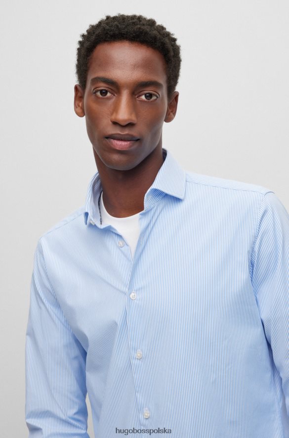 Hugo Boss Koszula o regularnym kroju z elastycznego diagonalu w paski Hugo w kolorze jasnoniebieskim jasny niebieski R0X0H62605