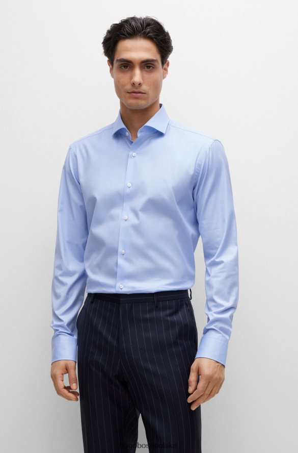 Hugo Boss Koszula o regularnym kroju z elastycznej bawełny o diagonalnym splocie w kolorze jasnoniebieskim hugo jasny niebieski R0X0H62375