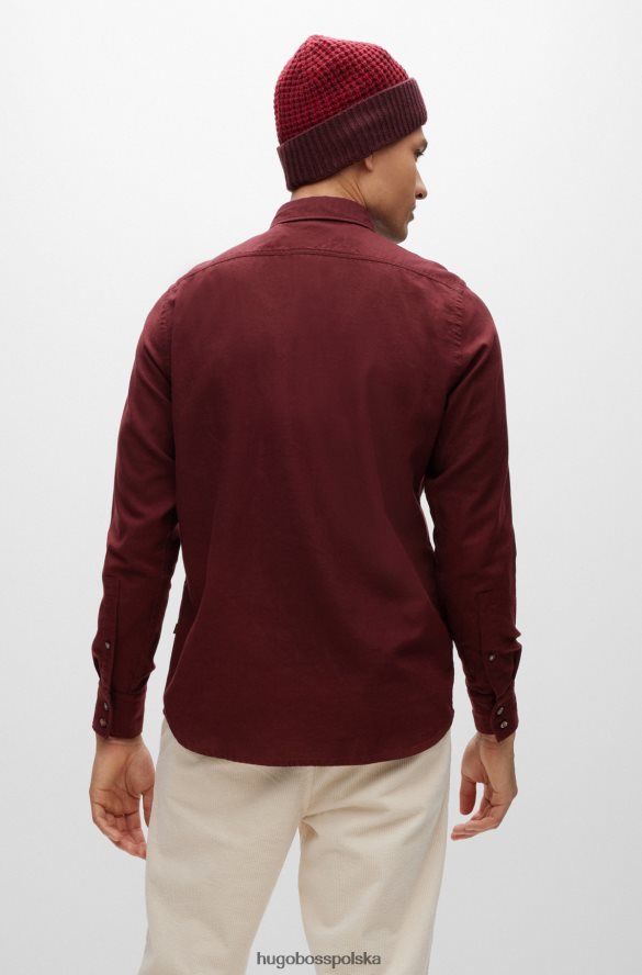 Hugo Boss Koszula o regularnym kroju z flanelowej bawełny organicznej hugo w kolorze ciemnoczerwonym ciemno czerwony R0X0H62365