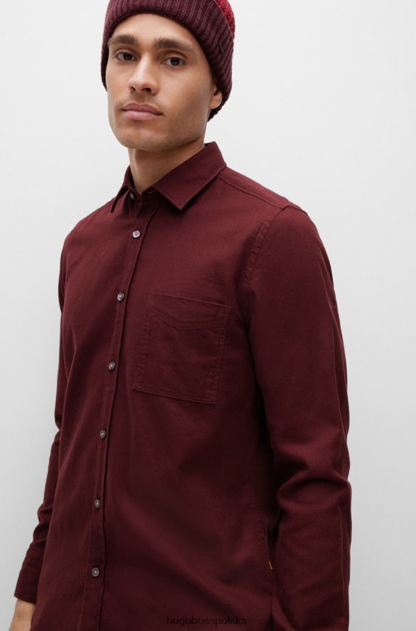Hugo Boss Koszula o regularnym kroju z flanelowej bawełny organicznej hugo w kolorze ciemnoczerwonym ciemno czerwony R0X0H62365