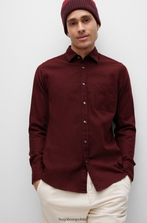 Hugo Boss Koszula o regularnym kroju z flanelowej bawełny organicznej hugo w kolorze ciemnoczerwonym ciemno czerwony R0X0H62365