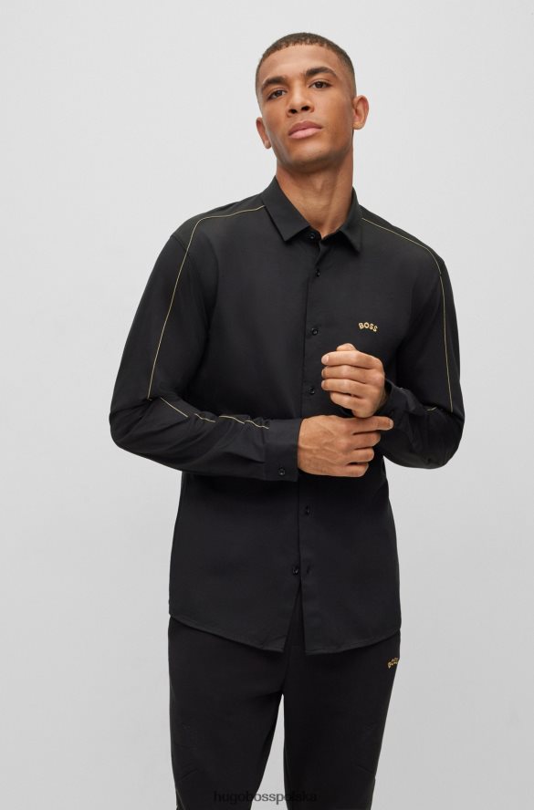 Hugo Boss Koszula o regularnym kroju z mieszanki bawełny piqu¨¦ hugo w kolorze czarnym czarny R0X0H61837