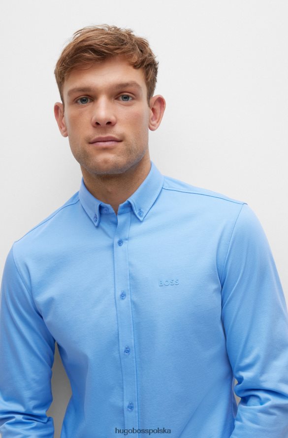 Hugo Boss Koszula o regularnym kroju z odprowadzającego wilgoć dżerseju z domieszką bawełny hugo w kolorze niebieskim niebieski R0X0H62187