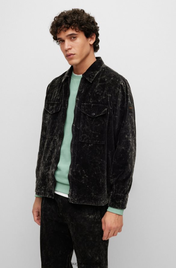 Hugo Boss Koszula oversize z bawełnianego aksamitu Hugo w kolorze śniegu z efektem śniegu czarny R0X0H64409
