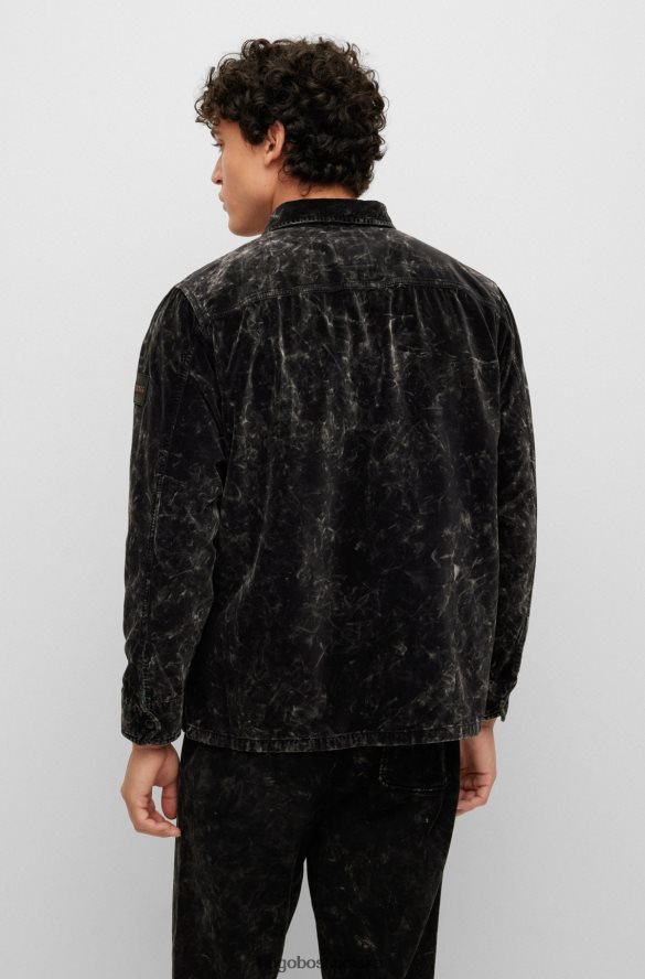 Hugo Boss Koszula oversize z bawełnianego aksamitu Hugo w kolorze śniegu z efektem śniegu czarny R0X0H64409