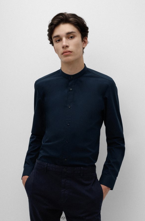 Hugo Boss Koszula slim fit, łatwa w prasowaniu, ze stójką, ciemnoniebieska hugo ciemny niebieski R0X0H64009