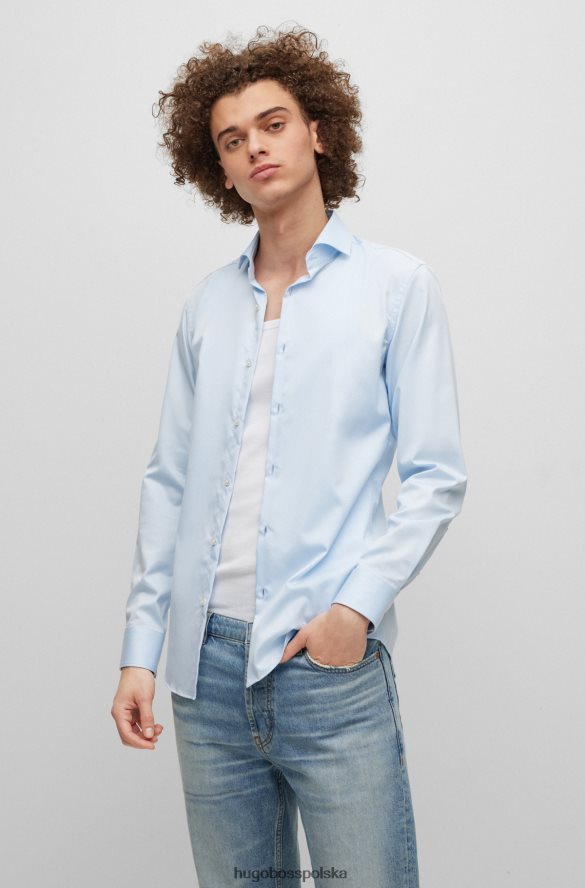 Hugo Boss Koszula slim-fit z łatwego w prasowaniu bawełnianego diagonalu w kolorze jasnoniebieskim hugo jasny niebieski R0X0H63385