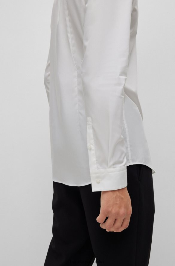 Hugo Boss Koszula slim-fit z łatwej do prasowania, elastycznej bawełnianej popeliny w kolorze białym hugo biały R0X0H6909