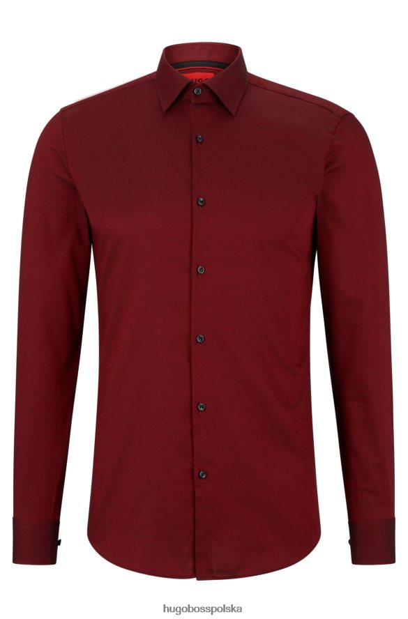 Hugo Boss Koszula slim-fit z łatwej w prasowaniu bawełny oxford hugo w kolorze ciemnoczerwonym ciemno czerwony R0X0H63997