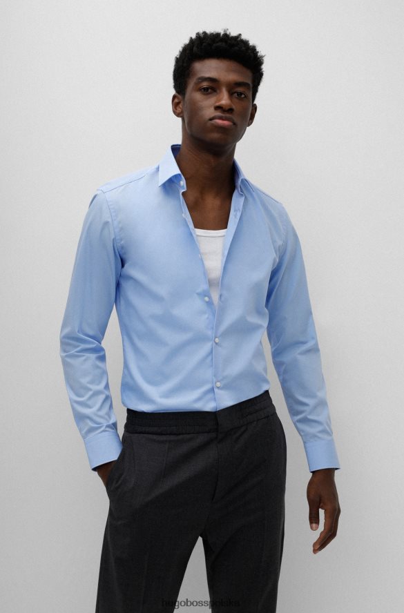 Hugo Boss Koszula slim-fit z łatwej w prasowaniu jasnoniebieskiej bawełnianej popeliny hugo jasny niebieski R0X0H62107