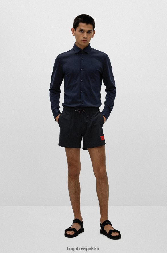 Hugo Boss Koszula slim-fit z bawełnianego dżerseju z kołnierzykiem kent w kolorze ciemnoniebieskim hugo ciemny niebieski R0X0H63684