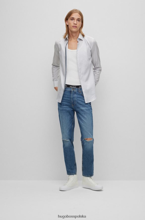 Hugo Boss Koszula slim-fit z bawełnianego płótna w geometryczny wzór w kolorze białym hugo biały R0X0H62333