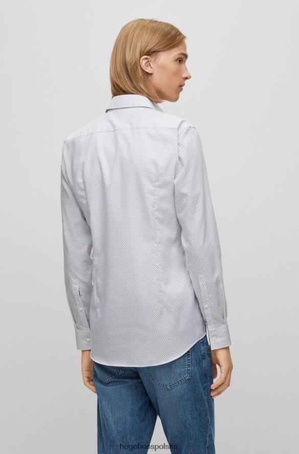 Hugo Boss Koszula slim-fit z bawełnianego płótna w geometryczny wzór w kolorze białym hugo biały R0X0H62333