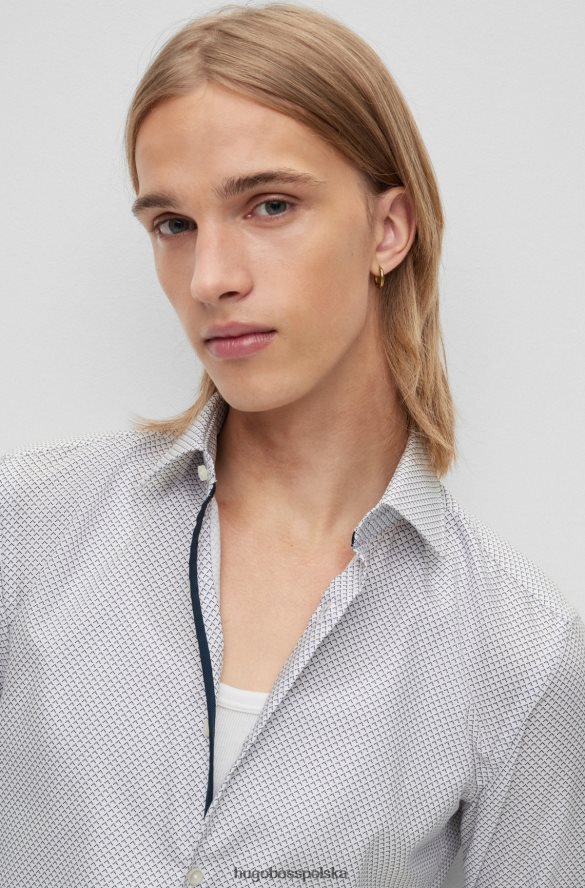 Hugo Boss Koszula slim-fit z bawełnianego płótna w geometryczny wzór w kolorze białym hugo biały R0X0H62333