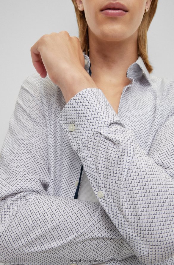 Hugo Boss Koszula slim-fit z bawełnianego płótna w geometryczny wzór w kolorze białym hugo biały R0X0H62333