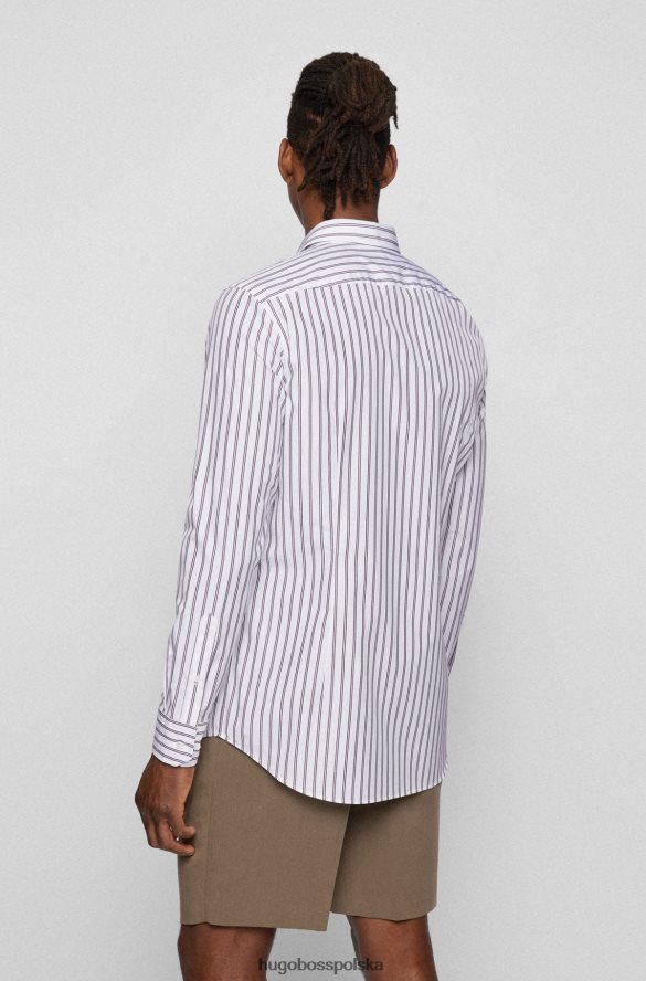 Hugo Boss Koszula slim-fit z bawełnianej popeliny w paski Hugo w kolorze ciemnoczerwonym ciemno czerwony R0X0H63655