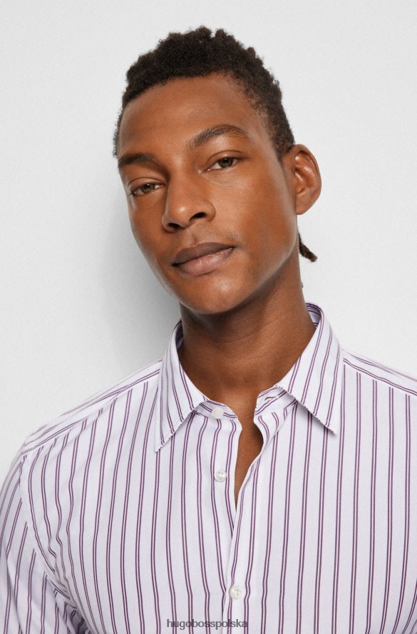 Hugo Boss Koszula slim-fit z bawełnianej popeliny w paski Hugo w kolorze ciemnoczerwonym ciemno czerwony R0X0H63655