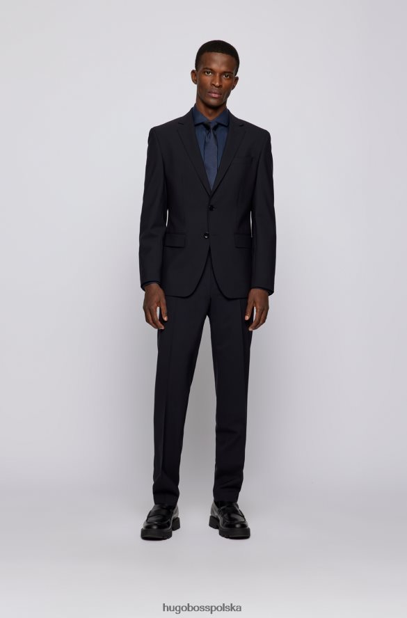 Hugo Boss Koszula slim-fit z bawełny hugo o mikrostrukturze w kolorze ciemnoniebieskim ciemny niebieski R0X0H63804