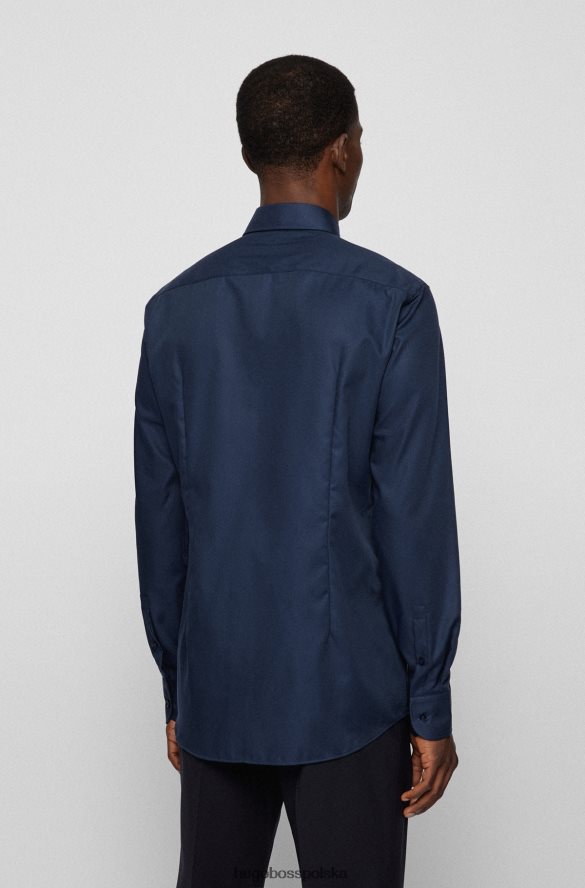 Hugo Boss Koszula slim-fit z bawełny hugo o mikrostrukturze w kolorze ciemnoniebieskim ciemny niebieski R0X0H63804
